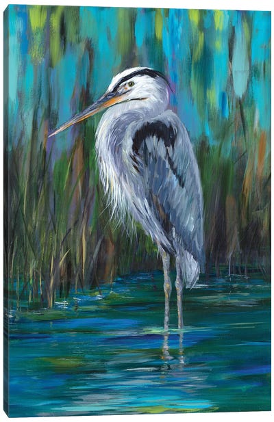 Standing Heron II Canvas Art Print - Heron Art