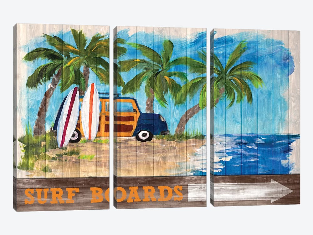 Surf Boards by Julie Derice 3-piece Canvas Art Print