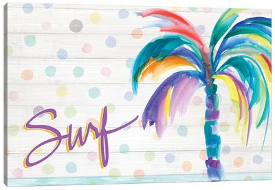 Surf Near The Palm Tree Canvas Art Print - Julie Derice