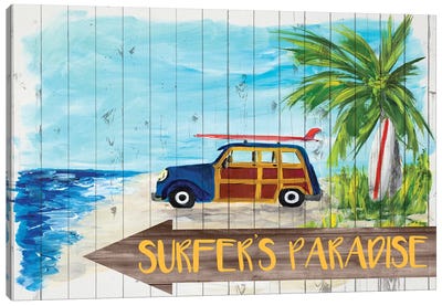 Surfer's Paradise Canvas Art Print - Tropical Beach Art