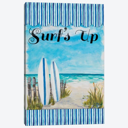 Surf's Up Canvas Print #DRC168} by Julie Derice Canvas Wall Art