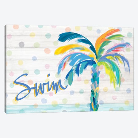 Swim Near The Palm Tree Canvas Print #DRC169} by Julie Derice Canvas Artwork