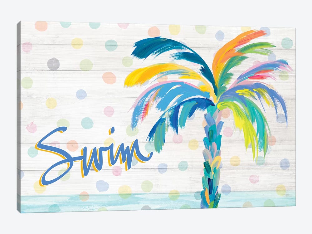 Swim Near The Palm Tree by Julie Derice 1-piece Canvas Wall Art
