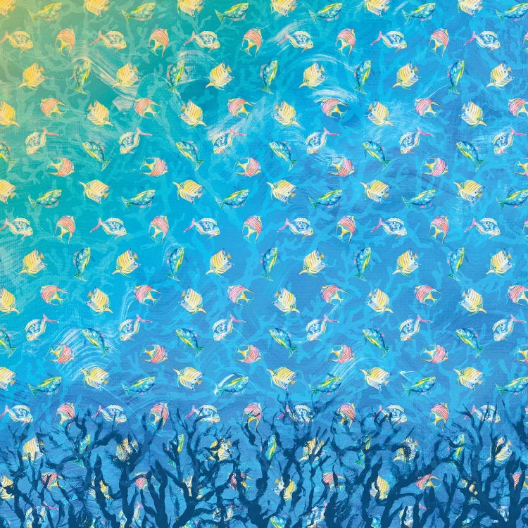 Swim With The Fish Pattern (Dark Blue) by Julie Derice wall art