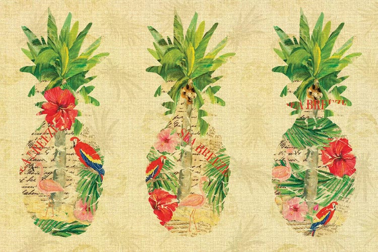 Triple Tropical Pineapple Collage by Julie Derice wall art