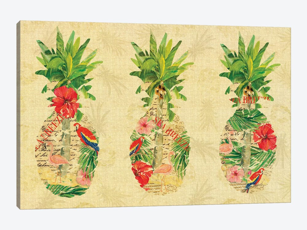 Triple Tropical Pineapple Collage by Julie Derice 1-piece Canvas Art Print