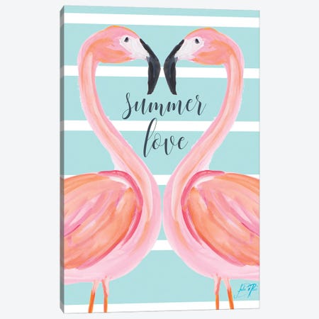 Flamingo Summer Love Canvas Print #DRC17} by Julie Derice Canvas Art