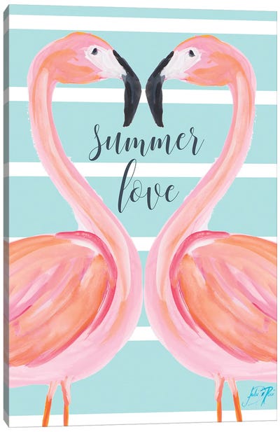 Flamingo Summer Love Canvas Art Print - Flamingo Art