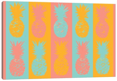 VIbrant Pineapples Fiesta Canvas Art Print - Pop Art for Kitchen
