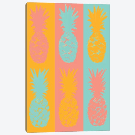 VIbrant Striped Pineapples Canvas Print #DRC188} by Julie Derice Canvas Wall Art