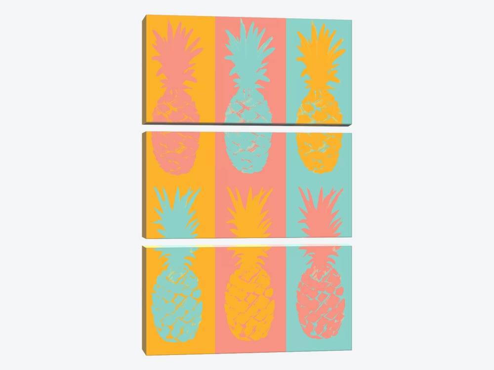 VIbrant Striped Pineapples by Julie Derice 3-piece Art Print