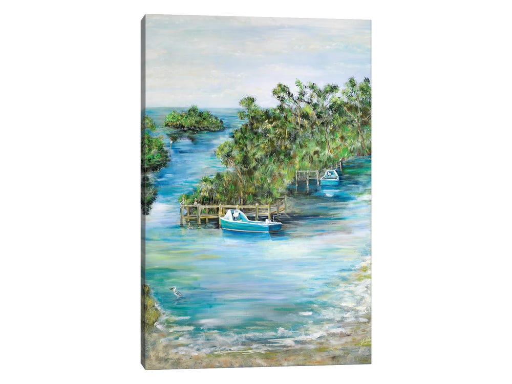 FISHING SCENE Ocean Boat Fine Art Canvas Giclee Print Florida