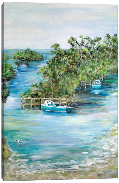 Florida Scene Canvas Art Print - Rowboat Art