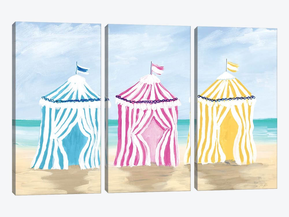 Beach Cabanas by Julie Derice 3-piece Canvas Wall Art