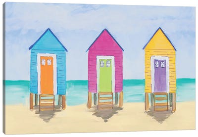 Beach Shacks Canvas Art Print - Sandy Beach Art