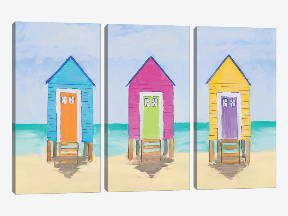 Beach Shacks by Julie Derice 3-piece Canvas Wall Art