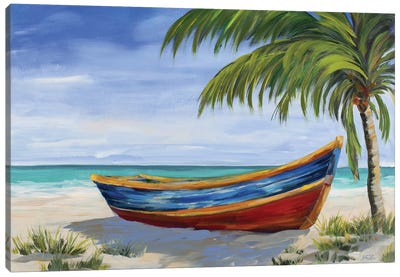 Run Ashore Canvas Art Print - Palm Tree Art