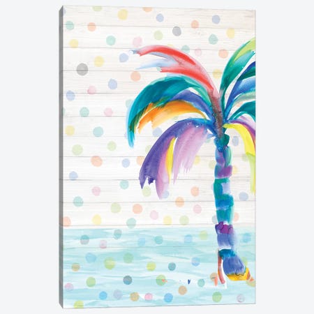 Funky Palm on Dots I Canvas Print #DRC19} by Julie Derice Art Print
