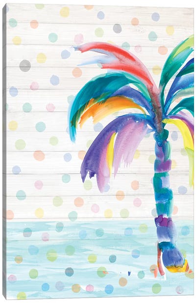 Funky Palm on Dots I Canvas Art Print - Julie Derice