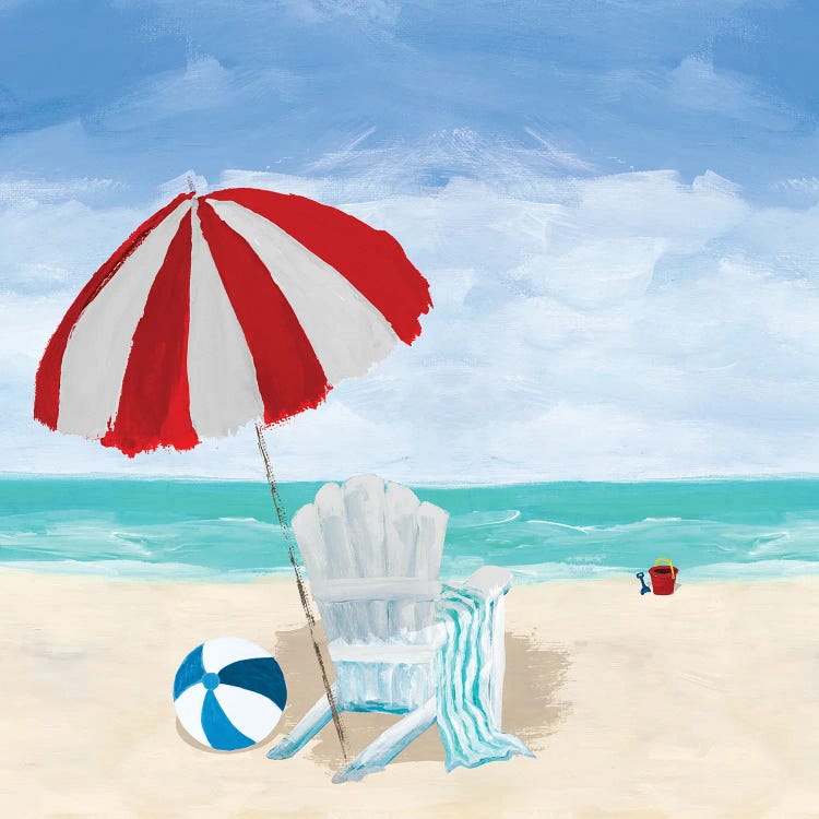 Beach Chair With Umbrella by Julie Derice wall art