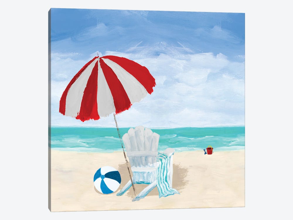 Beach Chair With Umbrella by Julie Derice 1-piece Canvas Art