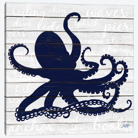 Indigo Octopus Canvas Print #DRC205} by Julie Derice Canvas Art