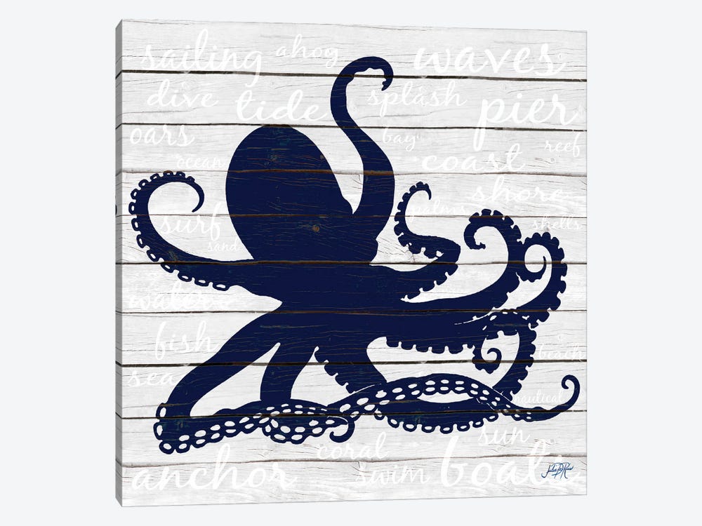Indigo Octopus by Julie Derice 1-piece Canvas Wall Art
