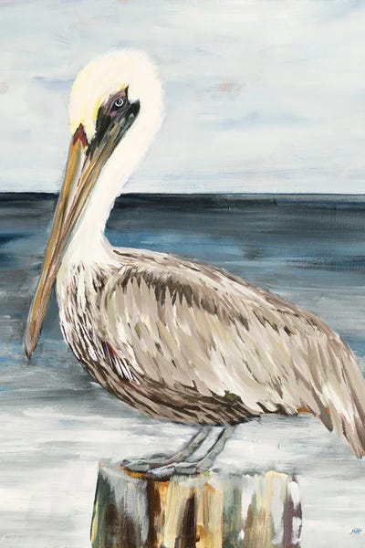 Large Art for Bathroom - Canvas Prints: Muted Perched Pelican by Julie Derice