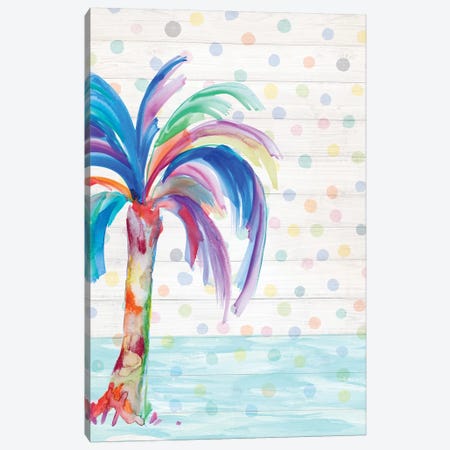 Funky Palm on Dots II Canvas Print #DRC20} by Julie Derice Canvas Artwork