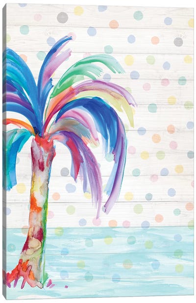 Funky Palm on Dots II Canvas Art Print - Julie Derice