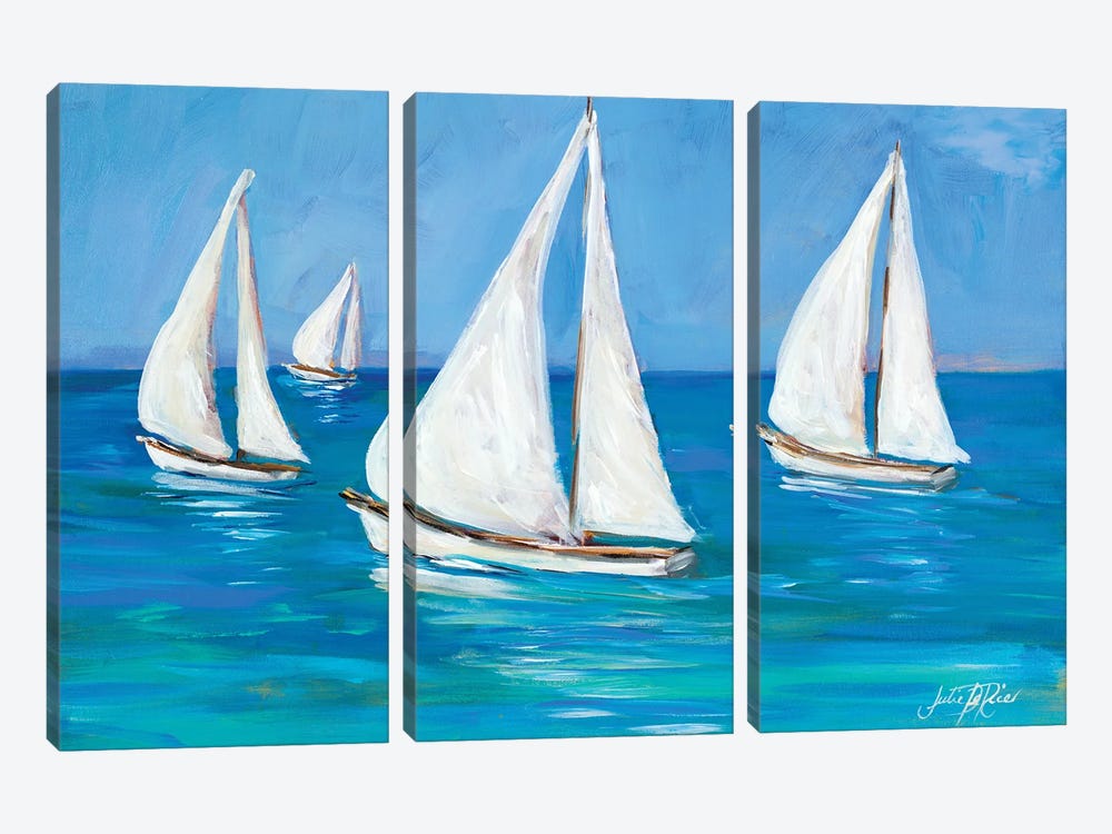 Sailboats I by Julie Derice 3-piece Canvas Print
