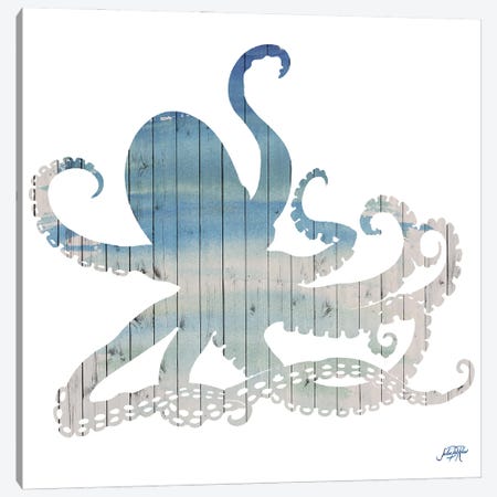 Wooden Octopus Canvas Print #DRC221} by Julie Derice Art Print