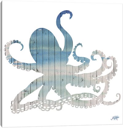 Wooden Octopus Canvas Art Print - Octopus Art