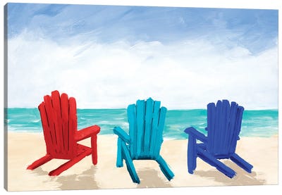 Beach Chair Trio Canvas Art Print - Furniture