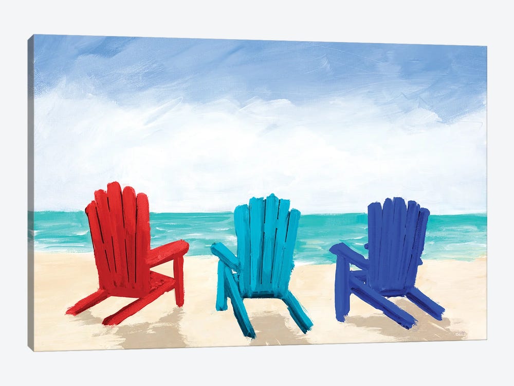 Beach Chair Trio by Julie Derice 1-piece Canvas Artwork
