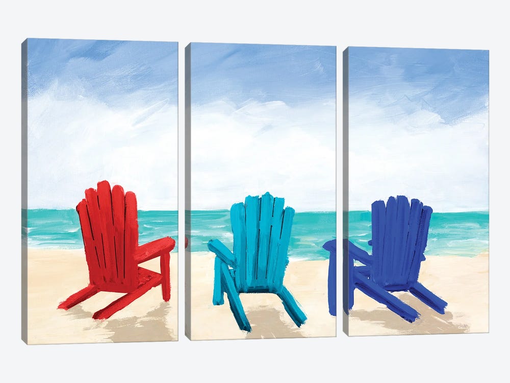 Beach Chair Trio by Julie Derice 3-piece Canvas Artwork