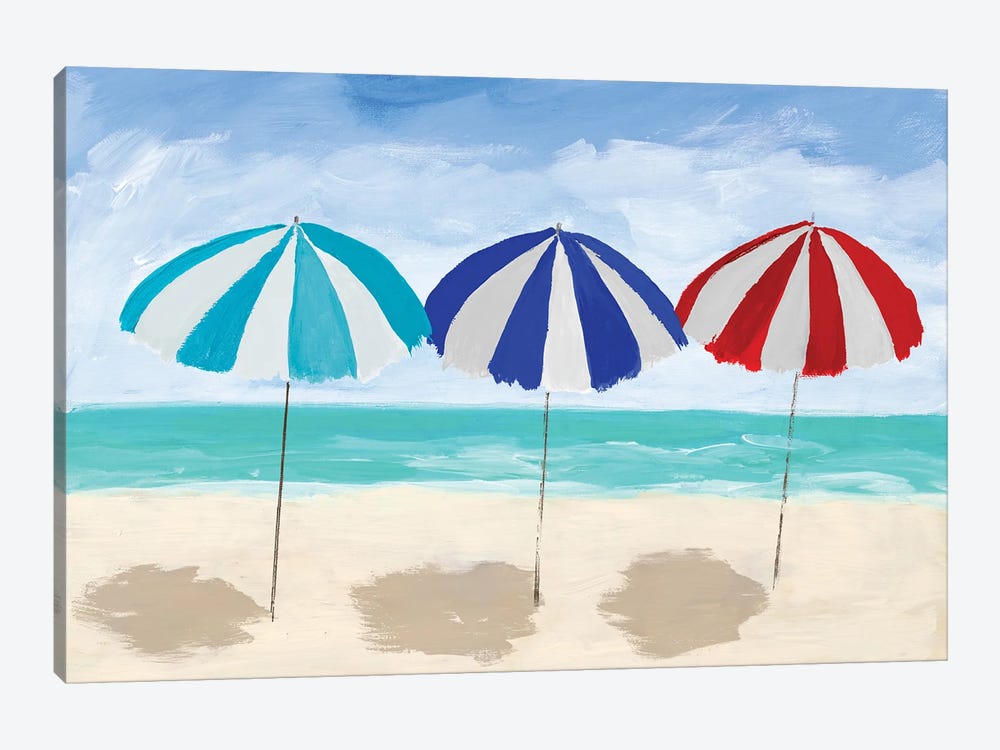 Beach Umbrella Trio by Julie Derice 1-piece Canvas Artwork