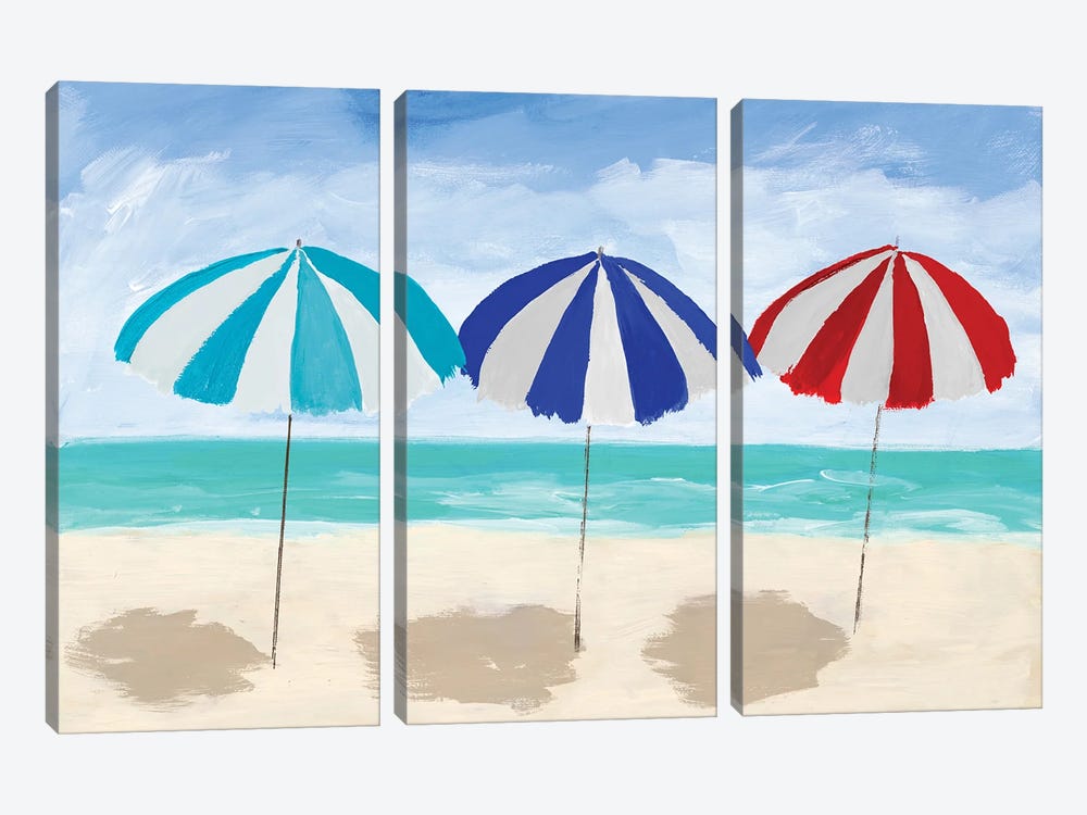 Beach Umbrella Trio by Julie Derice 3-piece Canvas Art