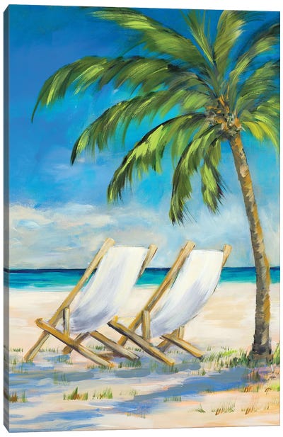 Beach View Canvas Art Print - Palm Tree Art