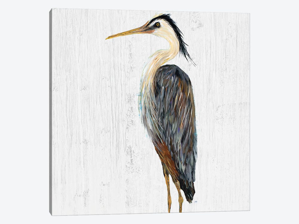 Heron on Whitewash I by Julie Derice 1-piece Canvas Artwork