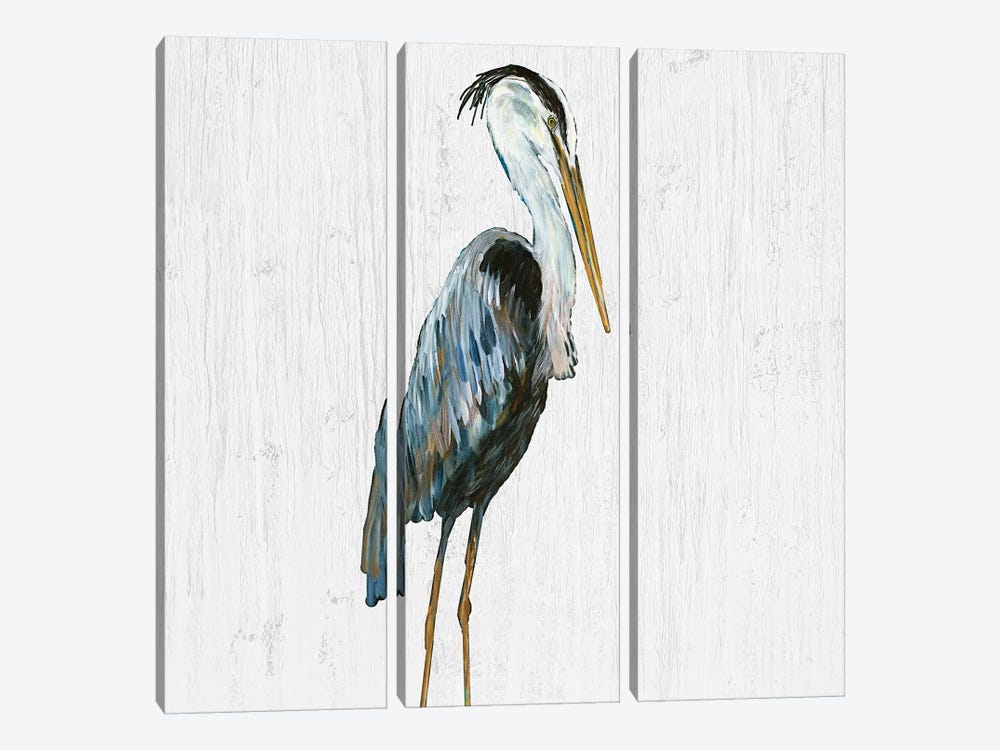 Heron on Whitewash III by Julie Derice 3-piece Canvas Artwork