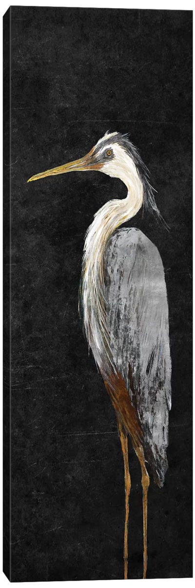 Heron on Black I Canvas Art Print - Best Selling Panoramics