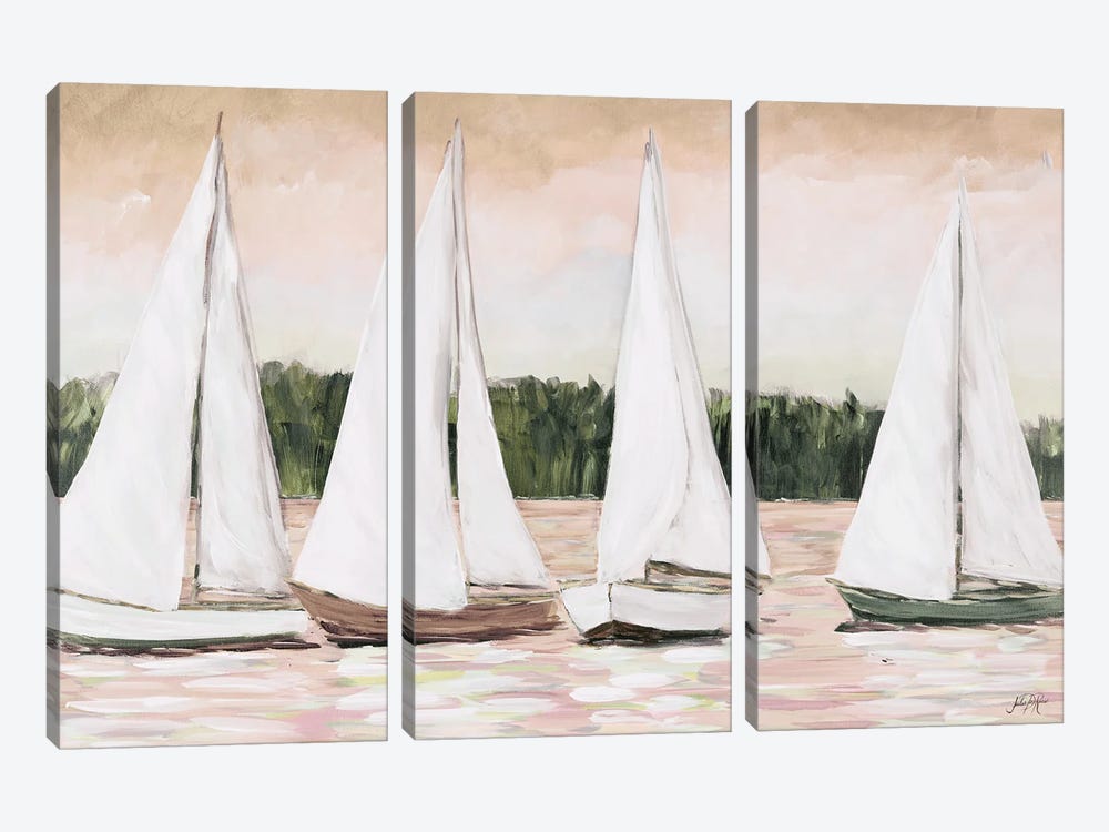 White Sails At Sunset by Julie Derice 3-piece Canvas Print
