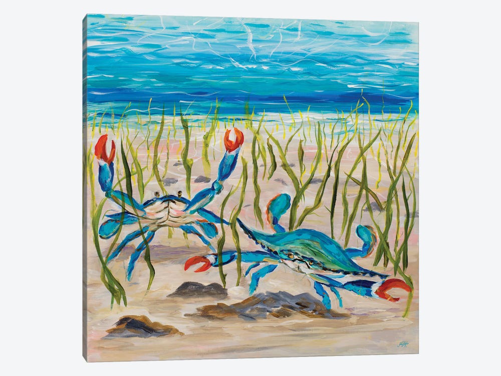 Blue Crabs by Julie Derice 1-piece Canvas Print