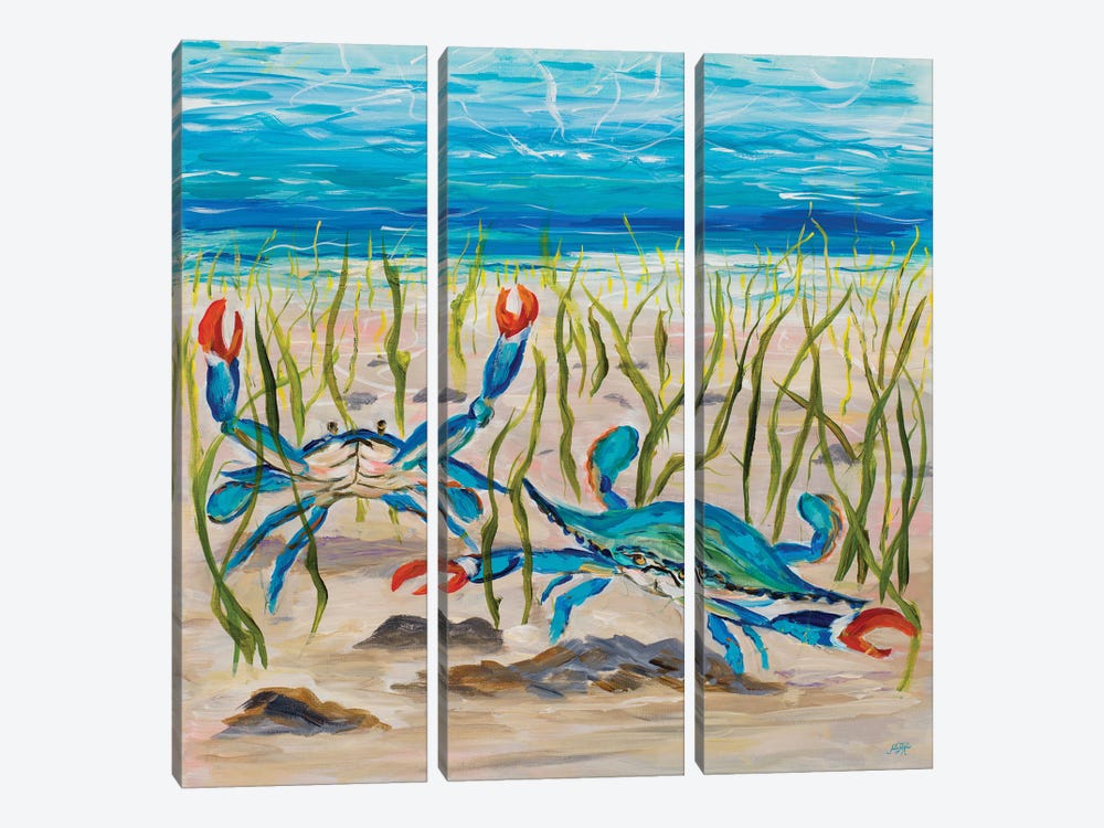 Blue Crabs by Julie Derice 3-piece Canvas Print