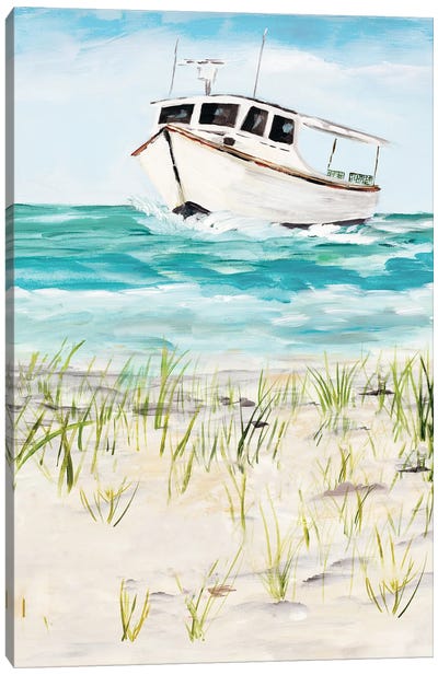 Boat By The Shore Canvas Art Print - Julie Derice