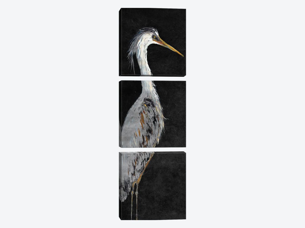 Heron on Black II by Julie Derice 3-piece Canvas Art Print