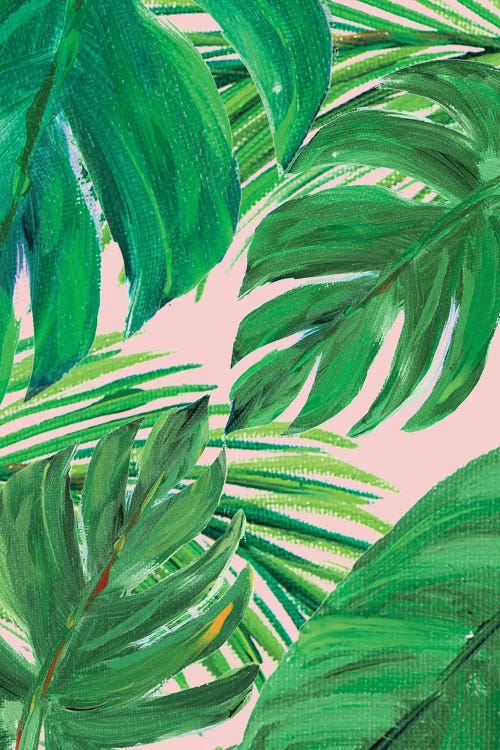 Green Palms On Blush I