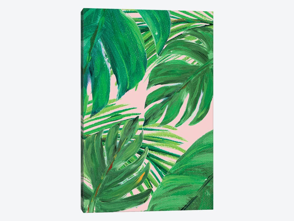 Green Palms On Blush I by Julie Derice 1-piece Canvas Print