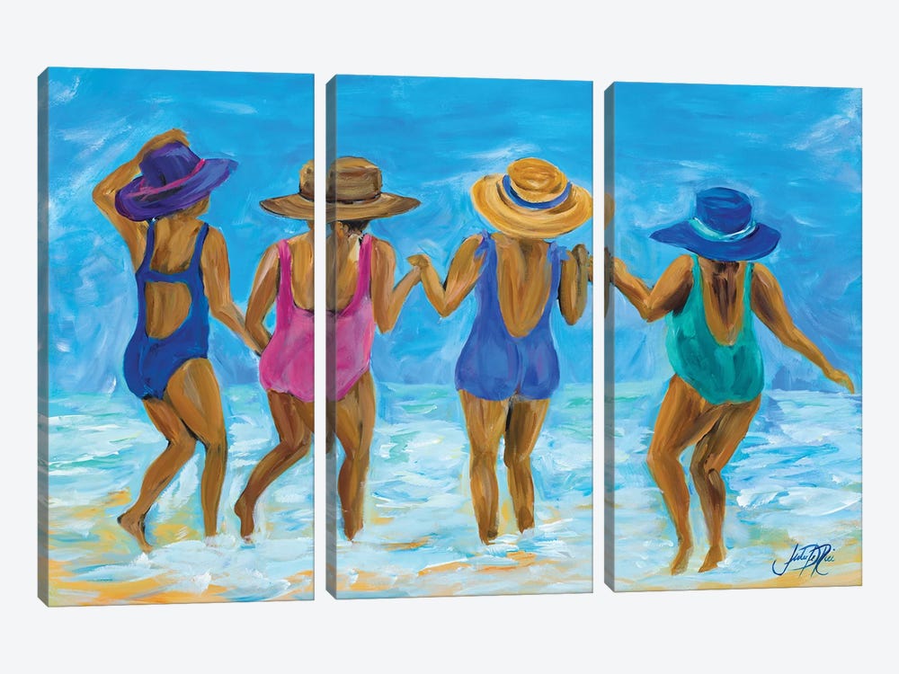 Ladies on the Beach I by Julie Derice 3-piece Canvas Wall Art